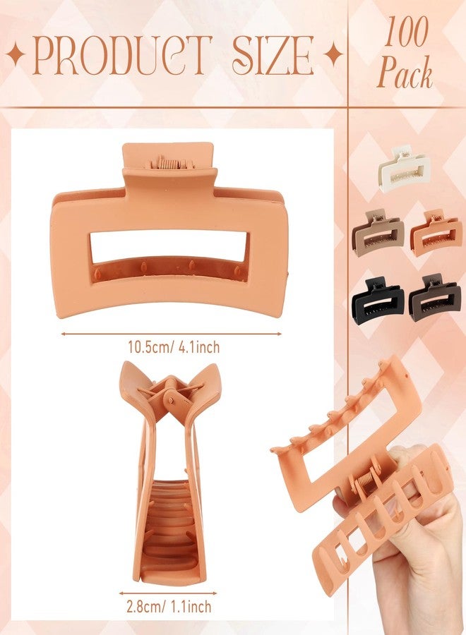 XunYee 100 Pcs Hair Claw Clips Bulk Large Square Jaw Headwear Clips Set for Women Nonslip Rectangle Hair Accessories Clip for Girl Women Gifts Beauty(4.1'',Classic Colors) - Image 2